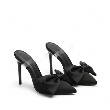 Satin Bow ties Short Heel Shoes