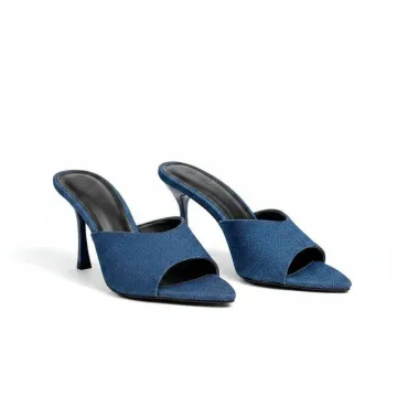 Denim Open Toe High Heel