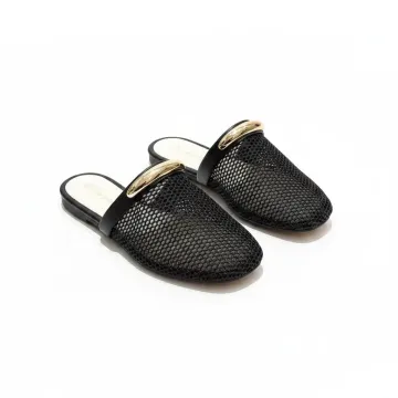 Woven Mesh Buckle Flat Mules
