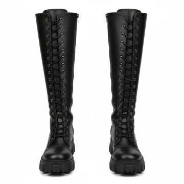 Lace-Up Chunk Heel Platform Boots