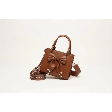 Large Leather Crossbody Handbags with Bow and Pearl Details